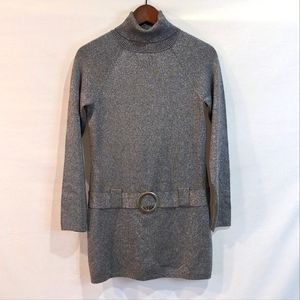 International Concepts I.N.C. Silver 60's Mod Style Mini Sweater Dress Size L